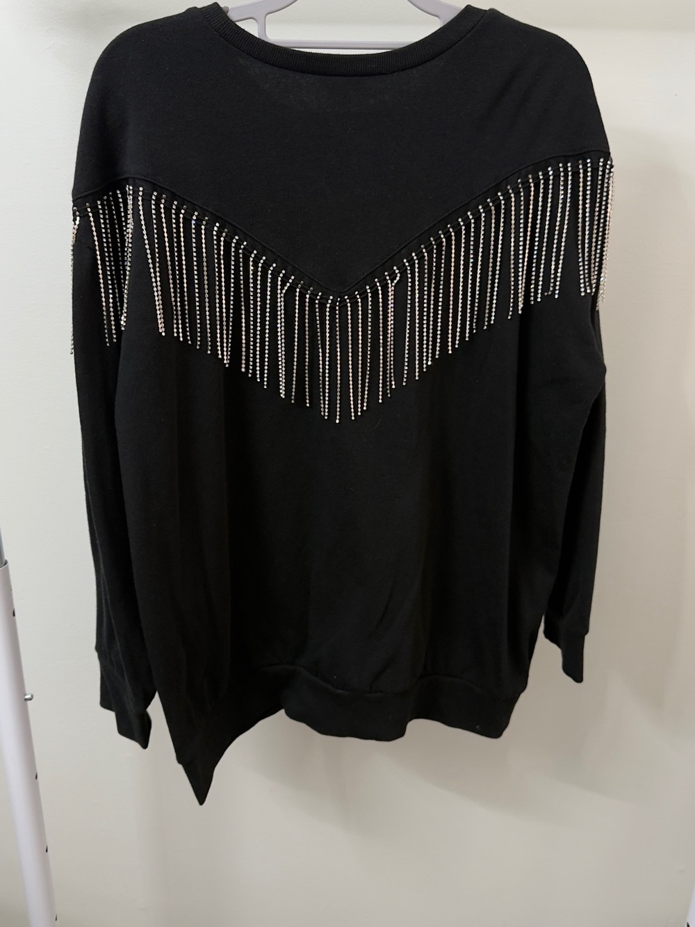 Torrid Size 0 Black Rhinestone Fringe Sweatshirt Western Glam Pullover